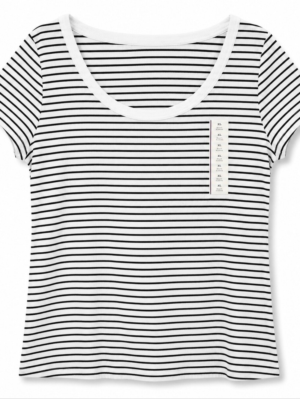 A New Day Women’s XL Black & White Striped Scoop Neck Short Sleeve Top Minimalis